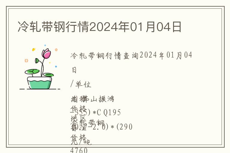 冷轧带钢行情2024年01月04日