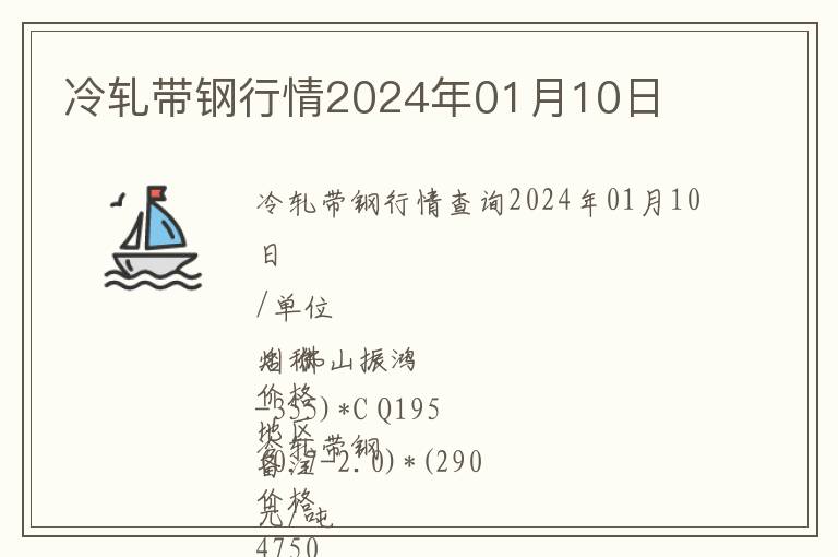 冷轧带钢行情2024年01月10日