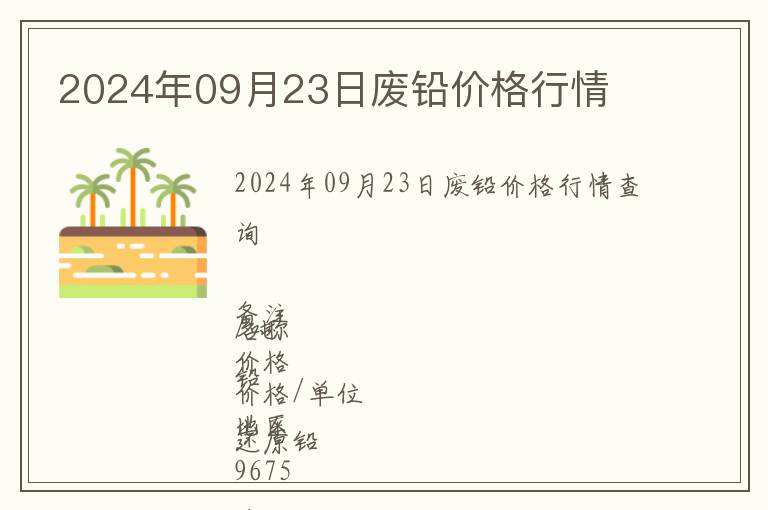 2024年09月23日废铅价格行情