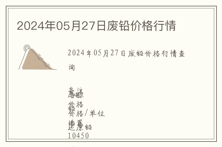 2024年05月27日废铅价格行情