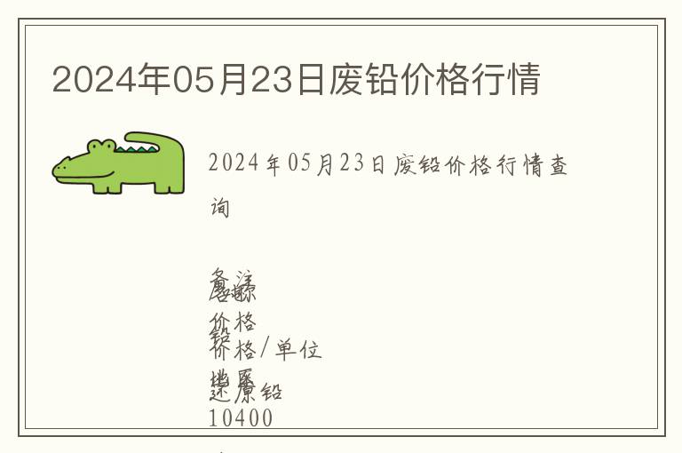 2024年05月23日废铅价格行情