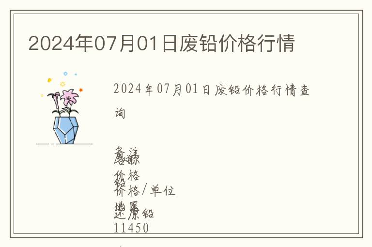 2024年07月01日废铅价格行情