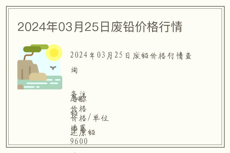 2024年03月25日废铅价格行情