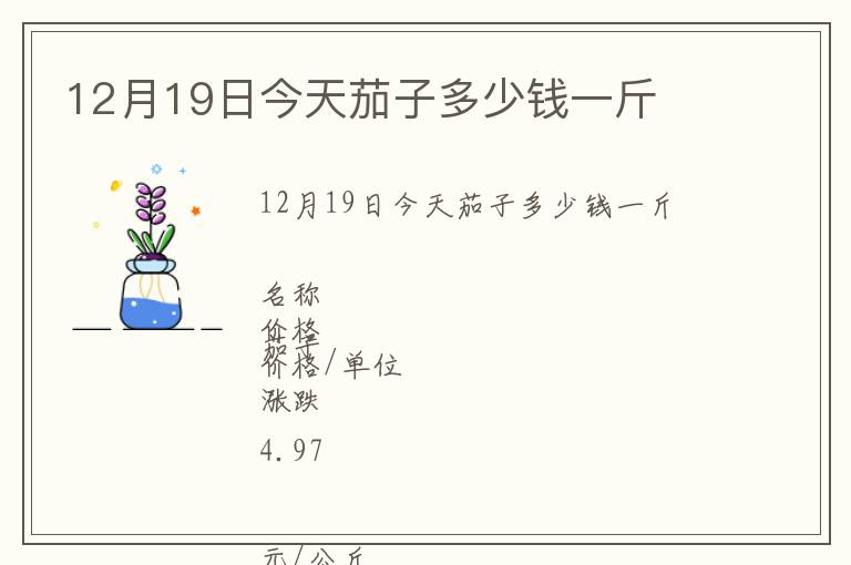12月19日今天茄子多少钱一斤
