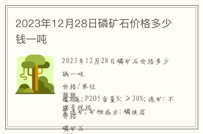2023年12月28日磷矿石价格多少钱一吨