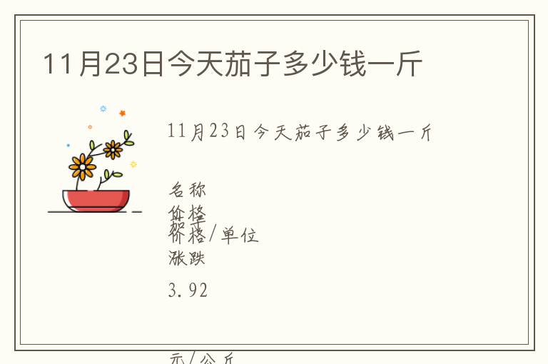 11月23日今天茄子多少钱一斤
