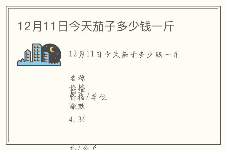 12月11日今天茄子多少钱一斤