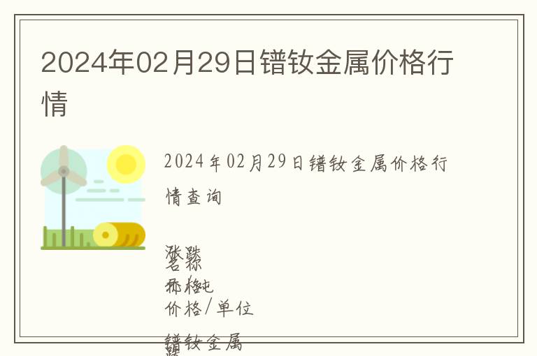 2024年02月29日镨钕金属价格行情