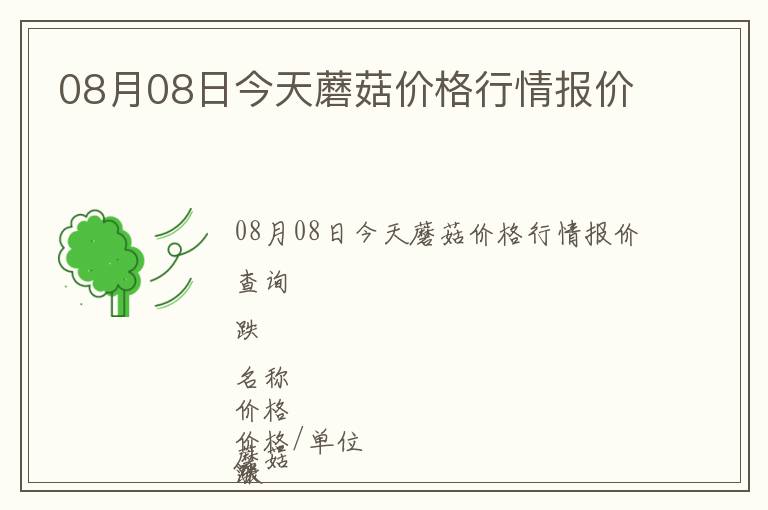 08月08日今天蘑菇价格行情报价