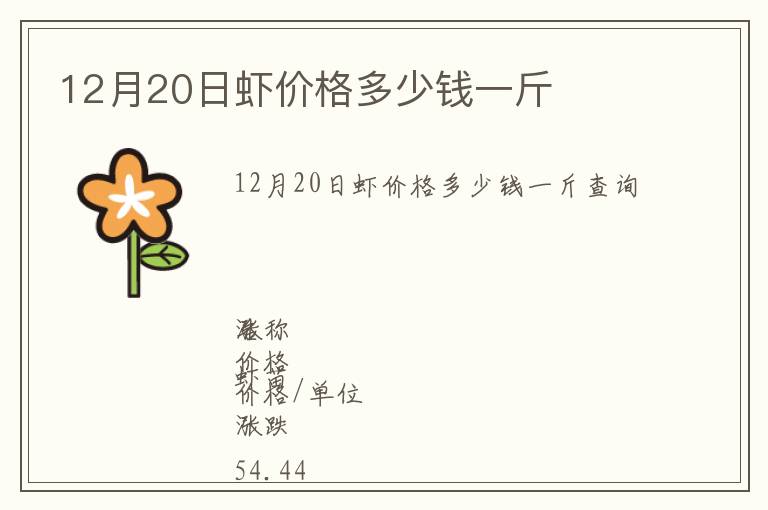 12月20日虾价格多少钱一斤