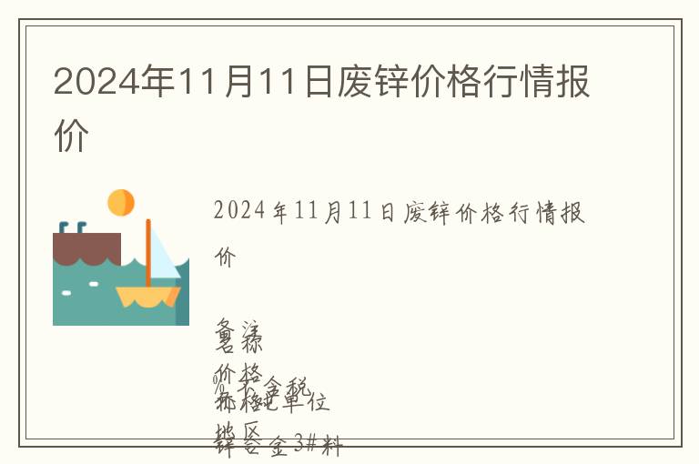 2024年11月11日废锌价格行情报价