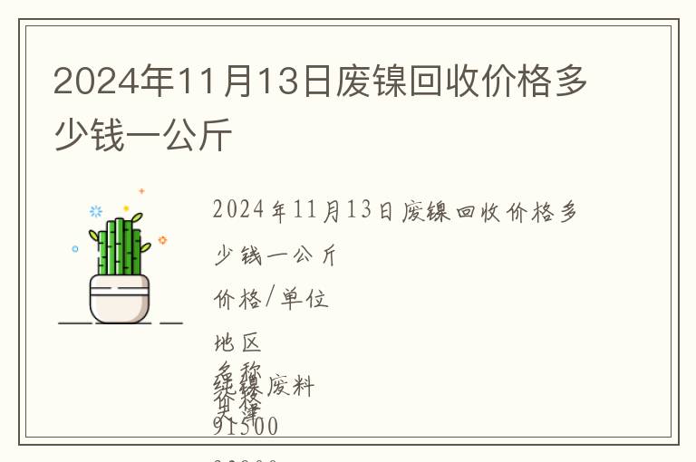 2024年11月13日废镍回收价格多少钱一公斤