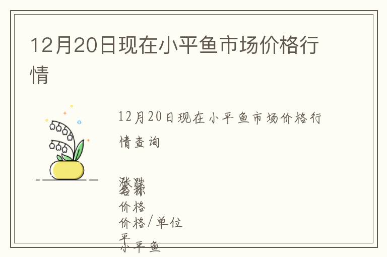 12月20日现在小平鱼市场价格行情