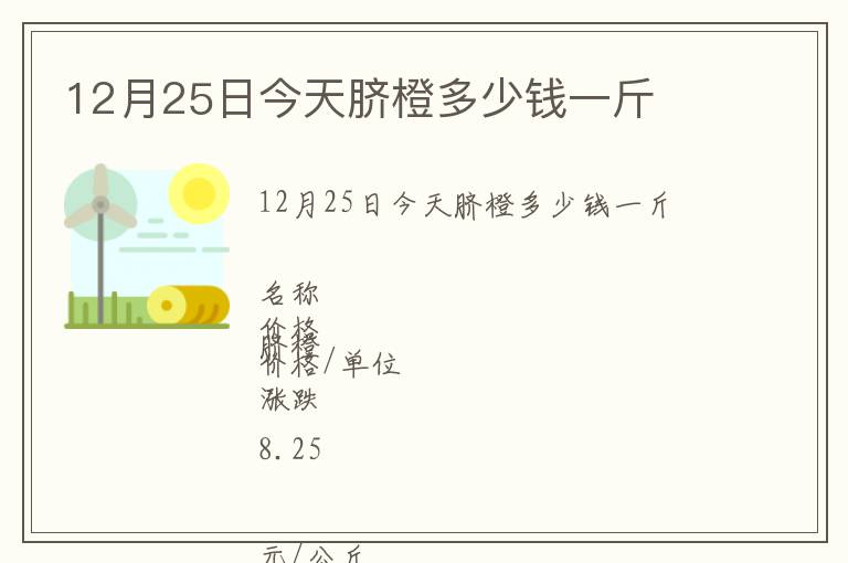 12月25日今天脐橙多少钱一斤