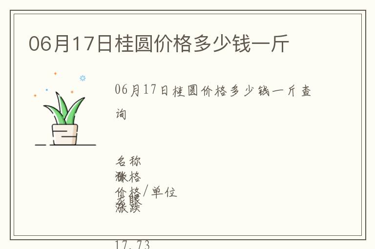 06月17日桂圆价格多少钱一斤