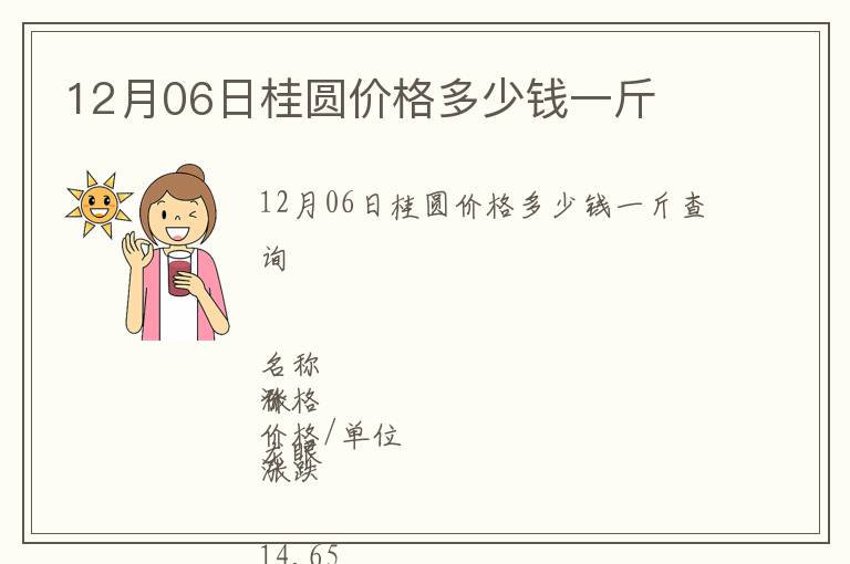 12月06日桂圆价格多少钱一斤