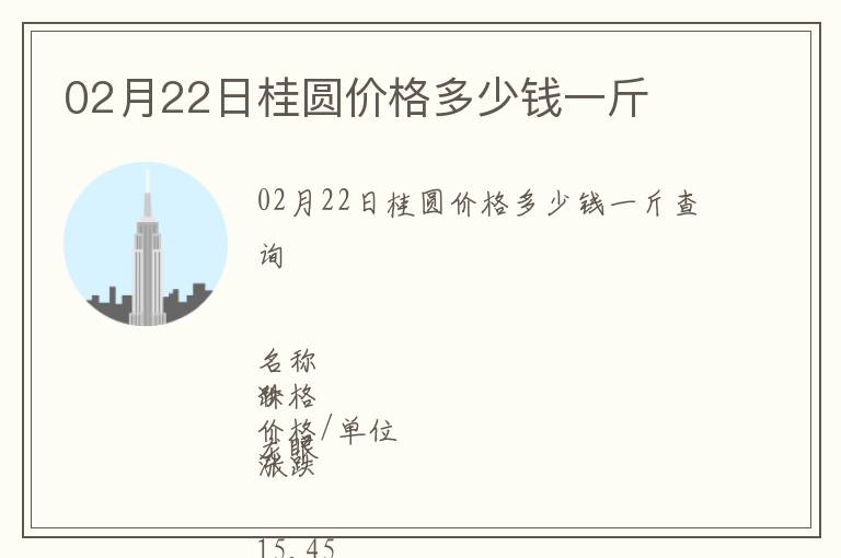 02月22日桂圆价格多少钱一斤
