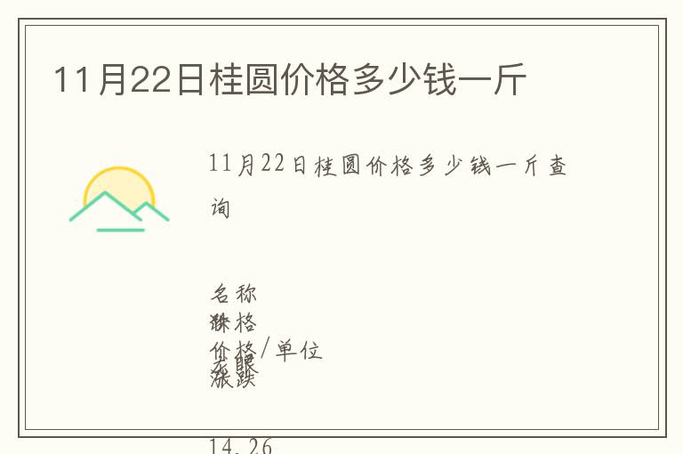 11月22日桂圆价格多少钱一斤