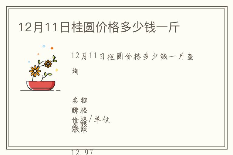 12月11日桂圆价格多少钱一斤