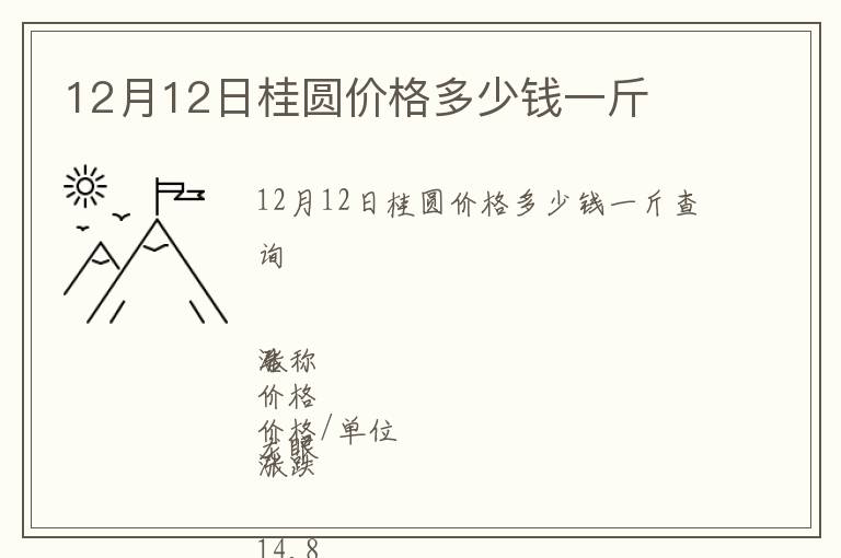 12月12日桂圆价格多少钱一斤