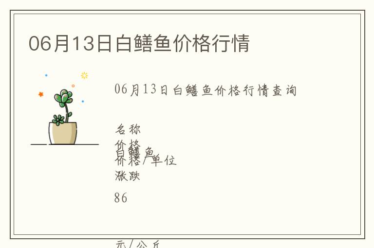 06月13日白鳝鱼价格行情