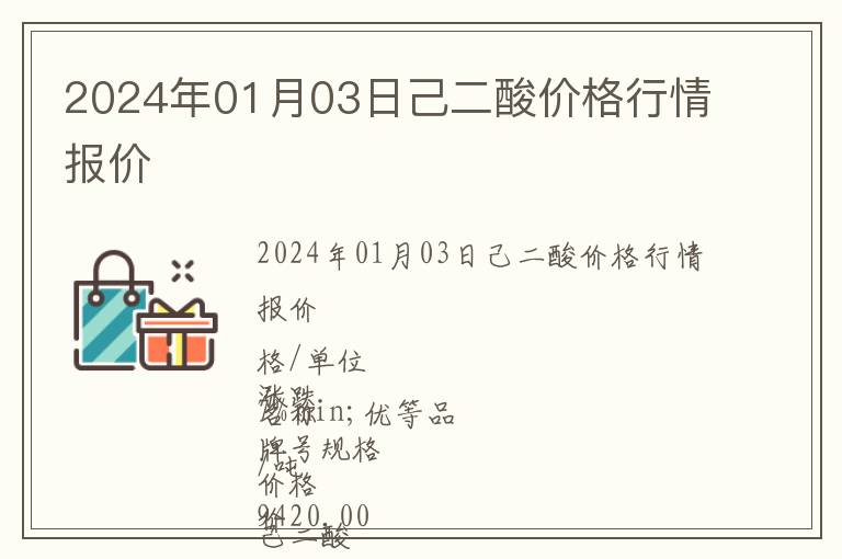 2024年01月03日己二酸价格行情报价