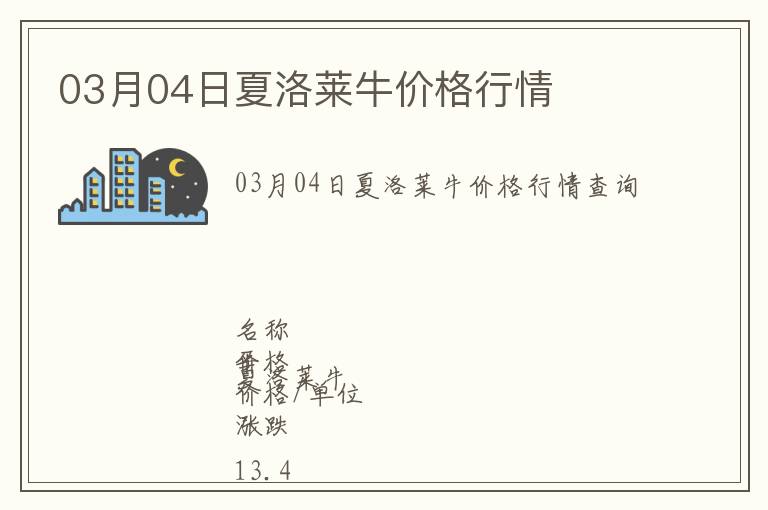 03月04日夏洛莱牛价格行情