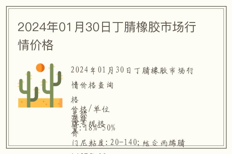 2024年01月30日丁腈橡胶市场行情价格