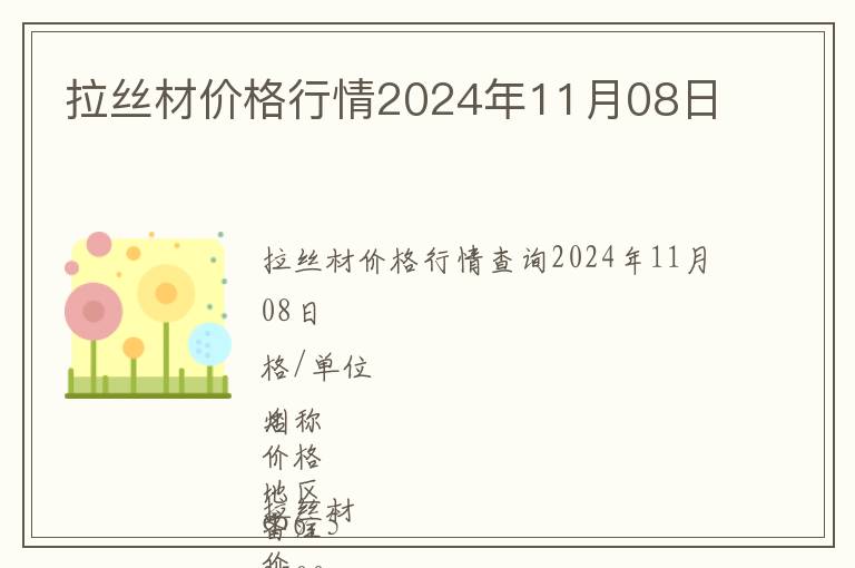 拉丝材价格行情2024年11月08日