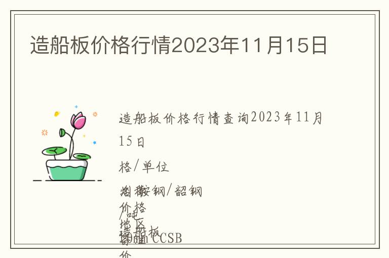 造船板价格行情2023年11月15日