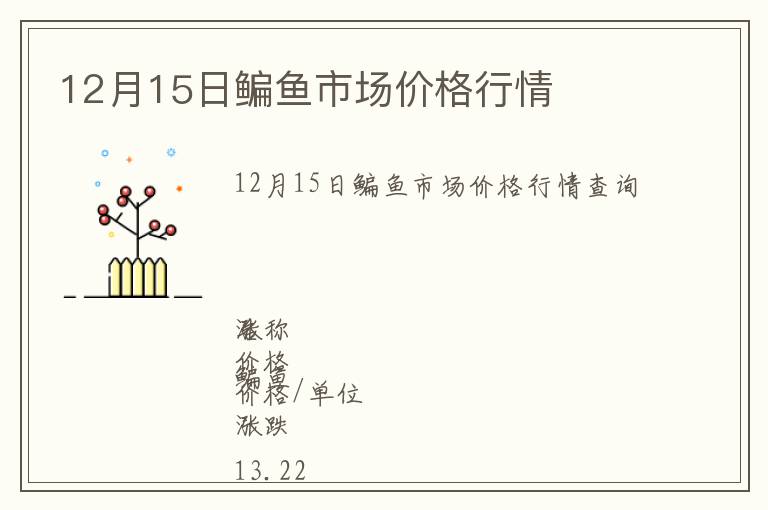 12月15日鳊鱼市场价格行情