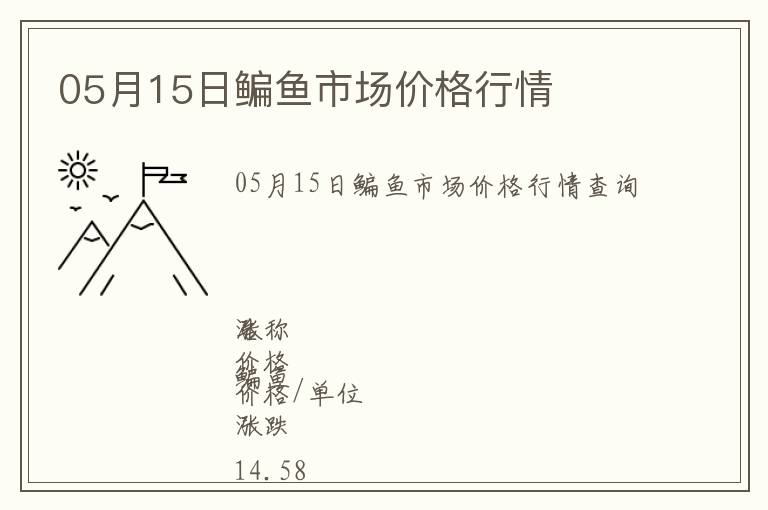 05月15日鳊鱼市场价格行情