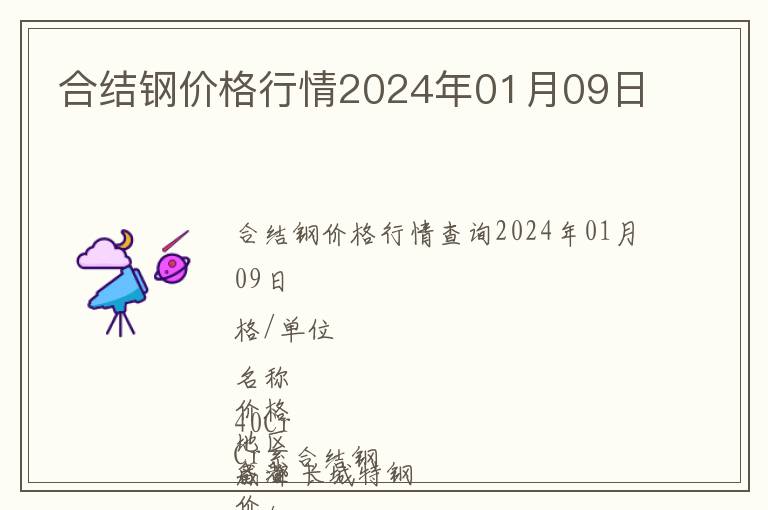 合结钢价格行情2024年01月09日