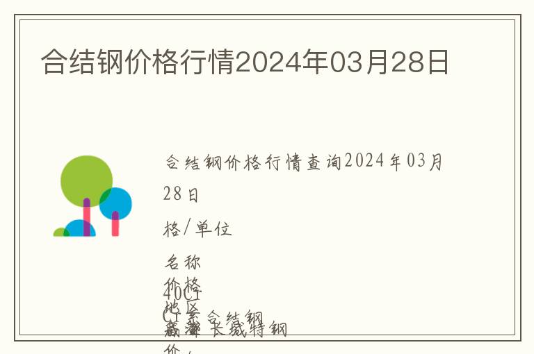 合结钢价格行情2024年03月28日