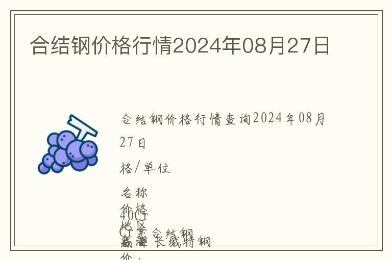 合结钢价格行情2024年08月27日