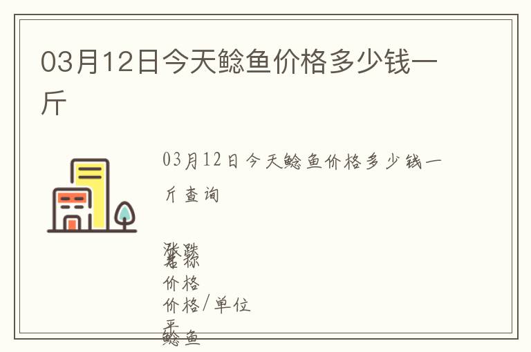 03月12日今天鲶鱼价格多少钱一斤