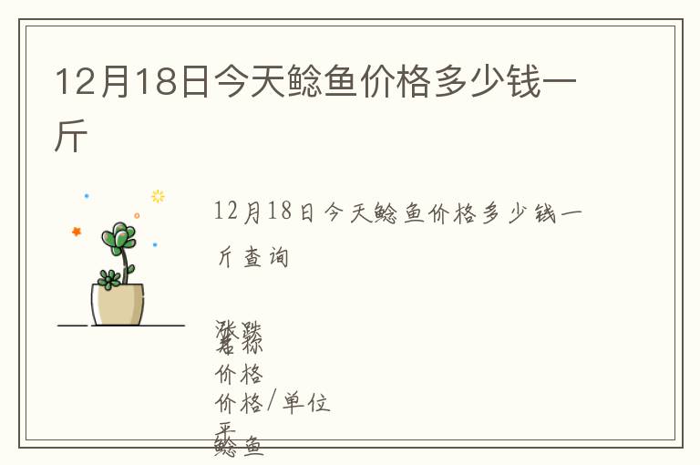 12月18日今天鲶鱼价格多少钱一斤