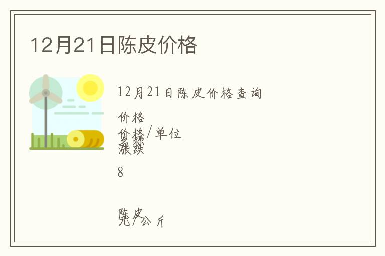 12月21日陈皮价格