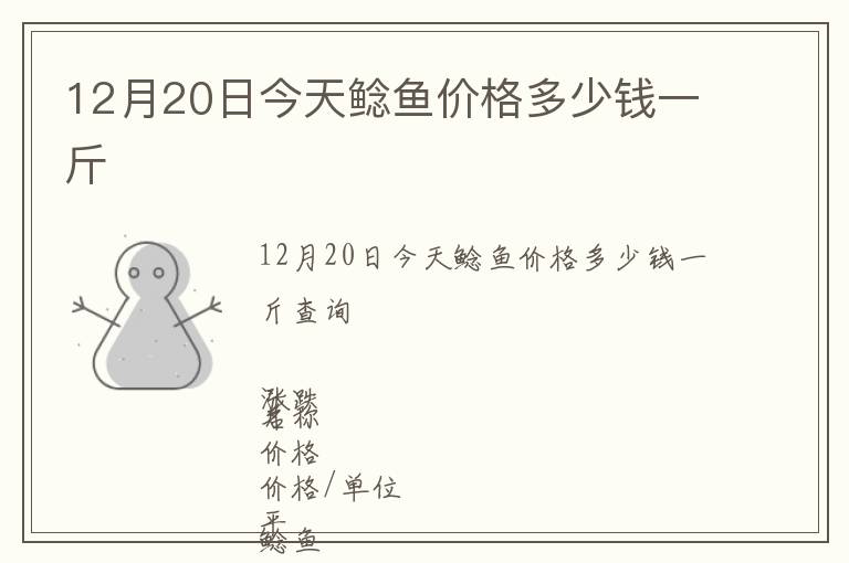 12月20日今天鲶鱼价格多少钱一斤