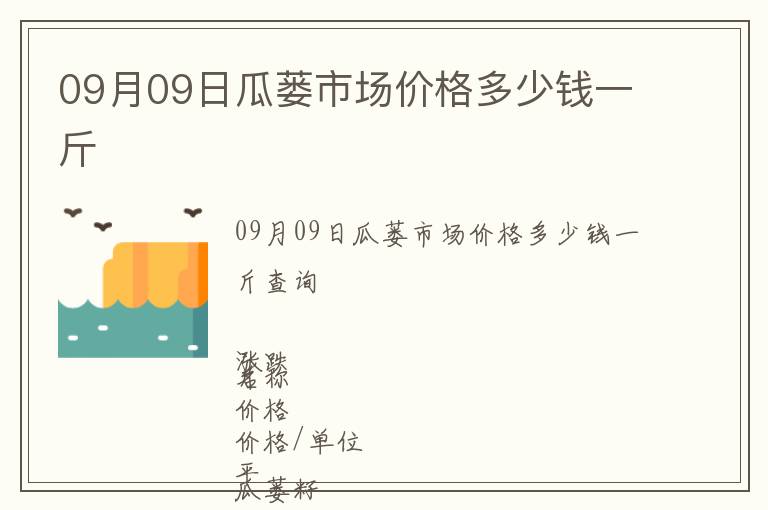 09月09日瓜蒌市场价格多少钱一斤