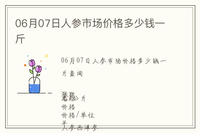 06月07日人参市场价格多少钱一斤