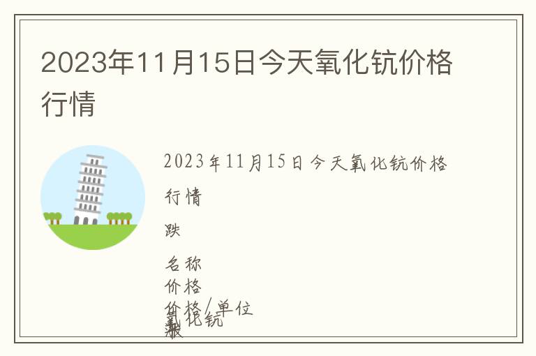 2023年11月15日今天氧化钪价格行情