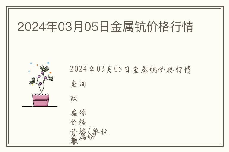 2024年03月05日金属钪价格行情