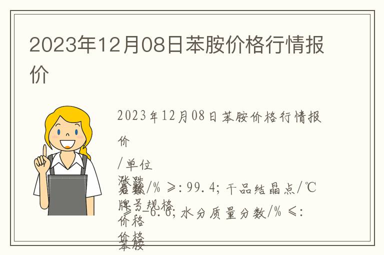 2023年12月08日苯胺价格行情报价