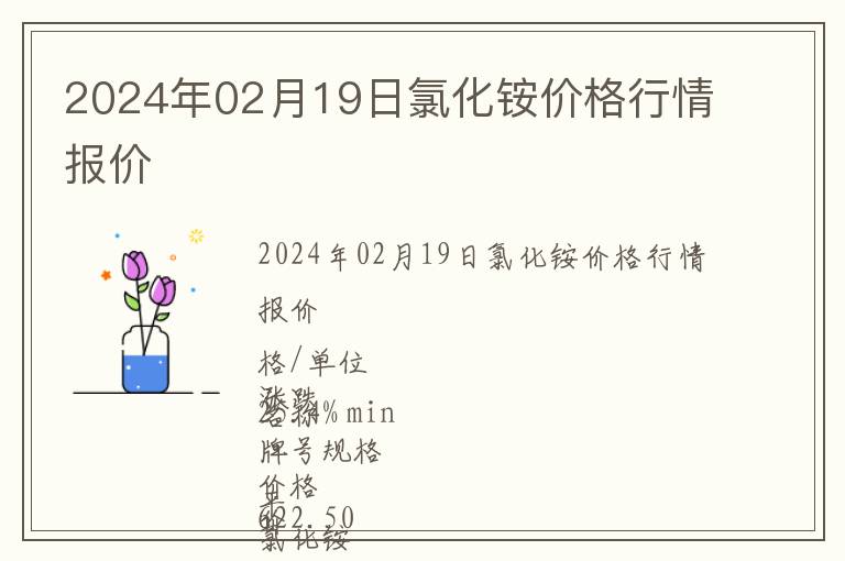 2024年02月19日氯化铵价格行情报价