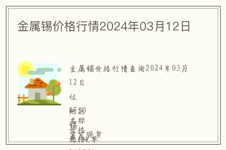 金属锡价格行情2024年03月12日