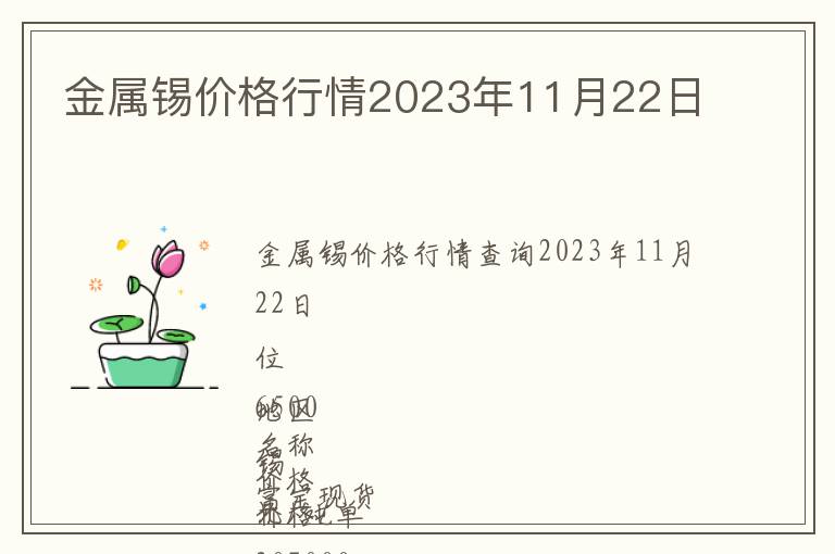 金属锡价格行情2023年11月22日