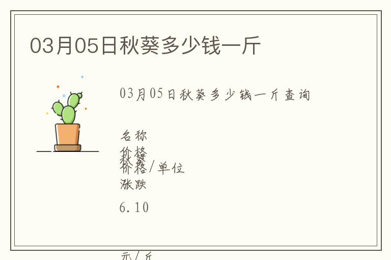 03月05日秋葵多少钱一斤