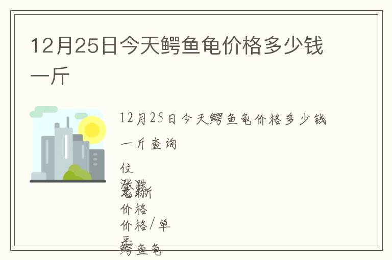 12月25日今天鳄鱼龟价格多少钱一斤