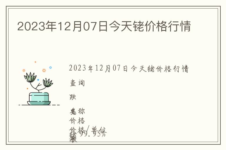 2023年12月07日今天铑价格行情